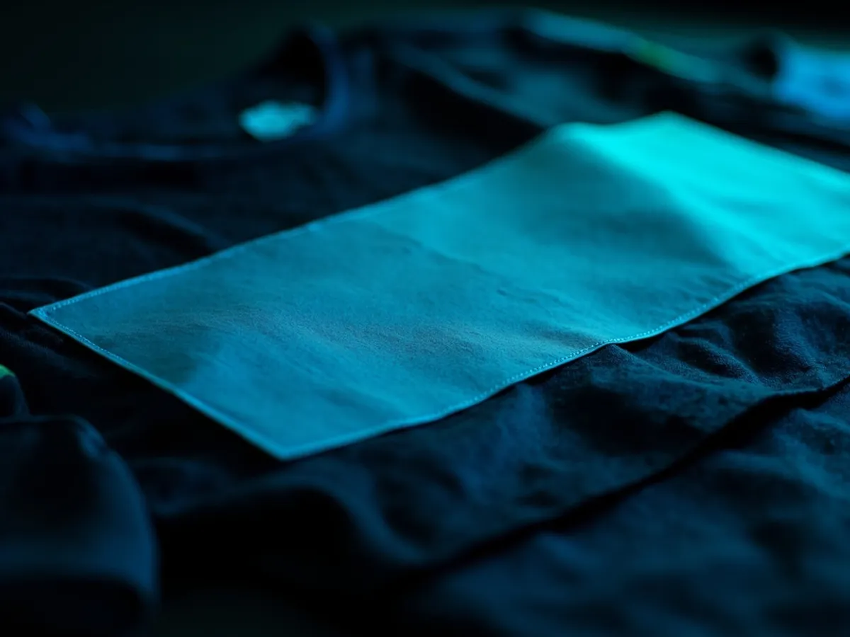 Cracked heat-pressed print on a shirt back with sleeve badge in focus