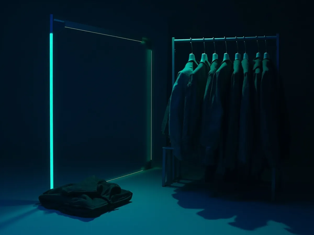 one coat on hanger versus a rack of many coats