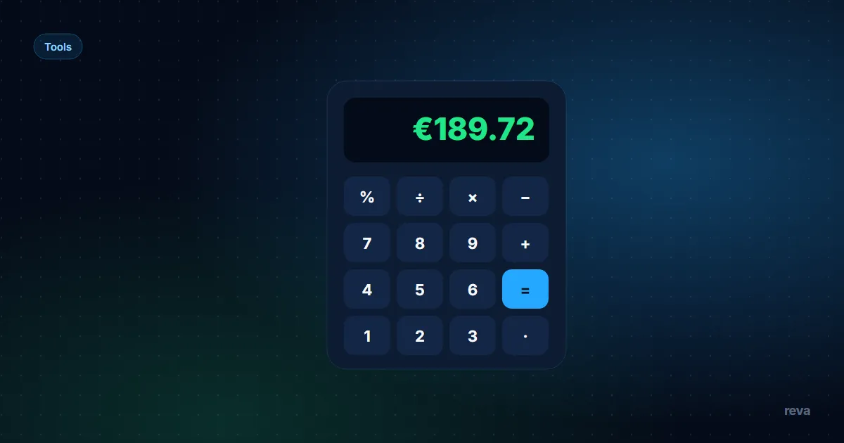 Markup and margin calculator with cost, selling price and target margin fields showing markup, margin and the price needed for a target margin