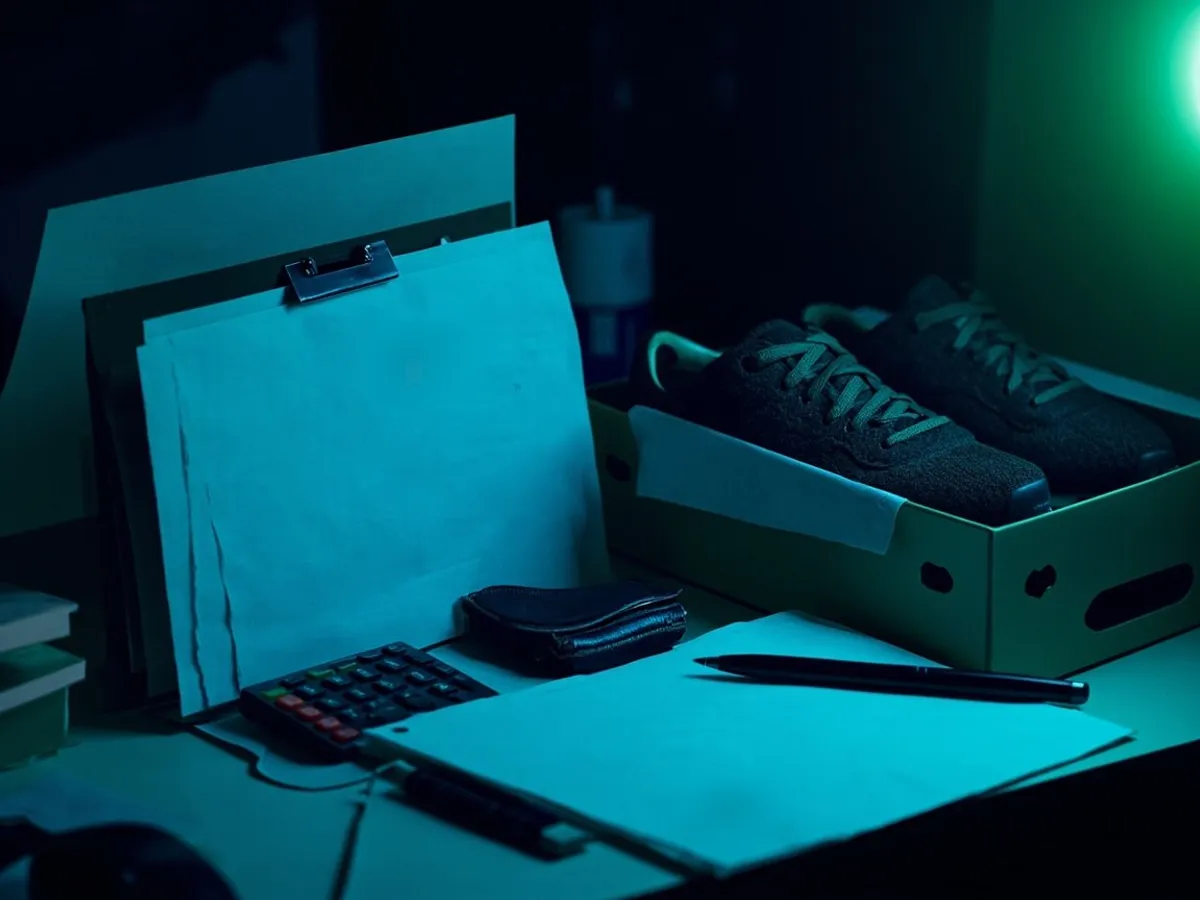 Receipts and a shoebox kept as proof of purchase