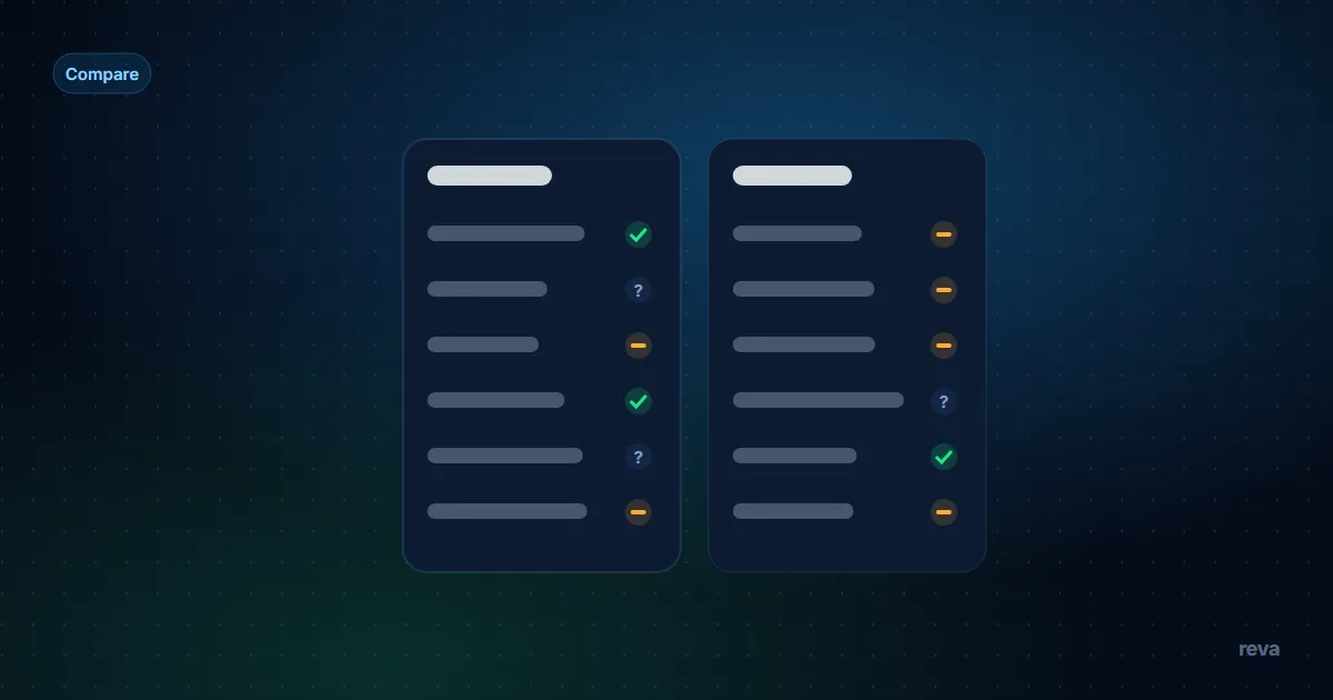 Side-by-side comparison of reva and Vendoo by marketplace coverage and job
