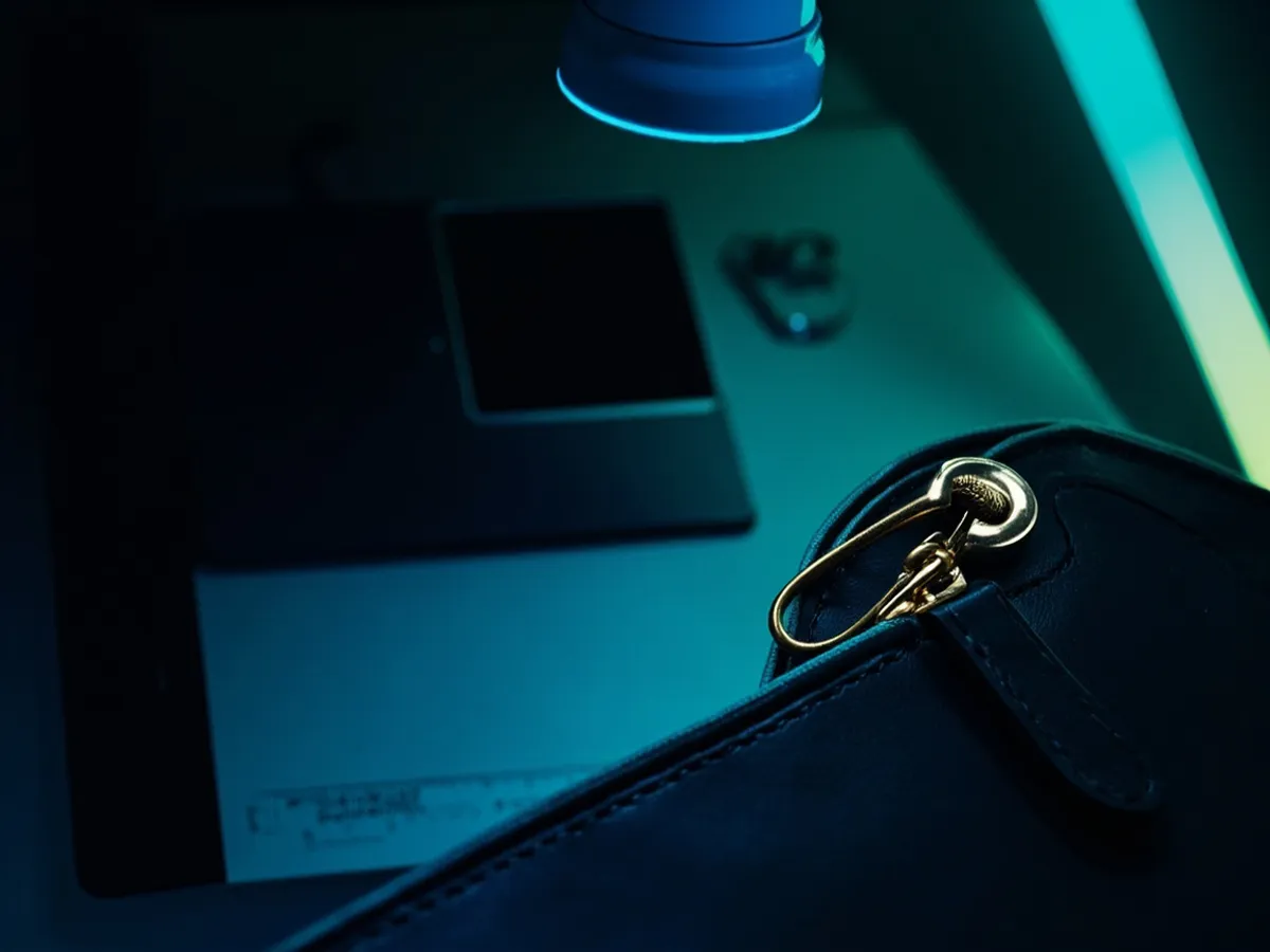 checking stitching and zip under a magnifier
