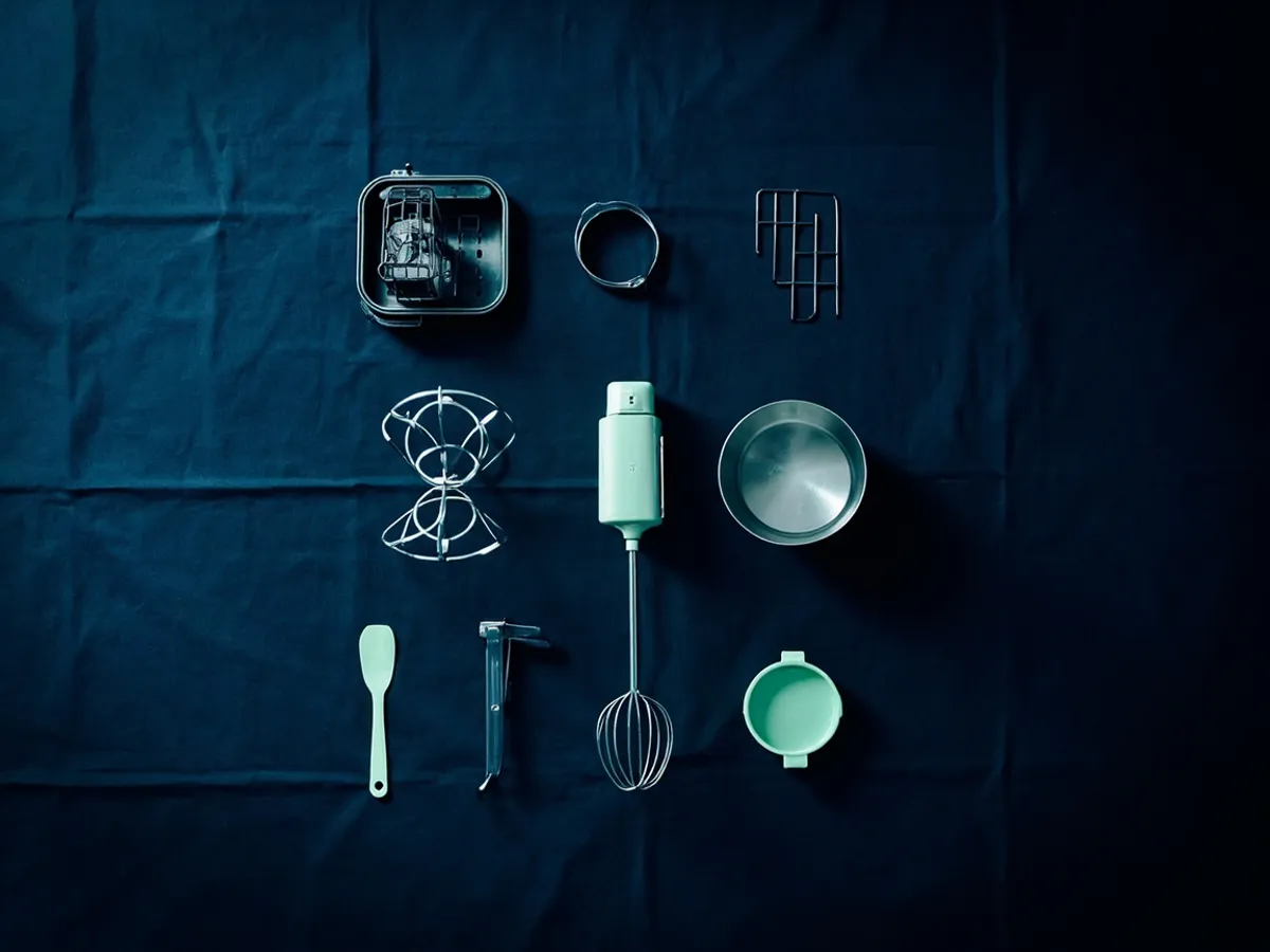 accessories laid out in a grid for listing photos