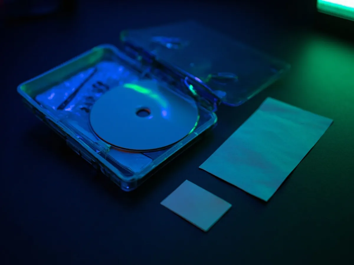 Open game case with a manual and insert card laid out beside it