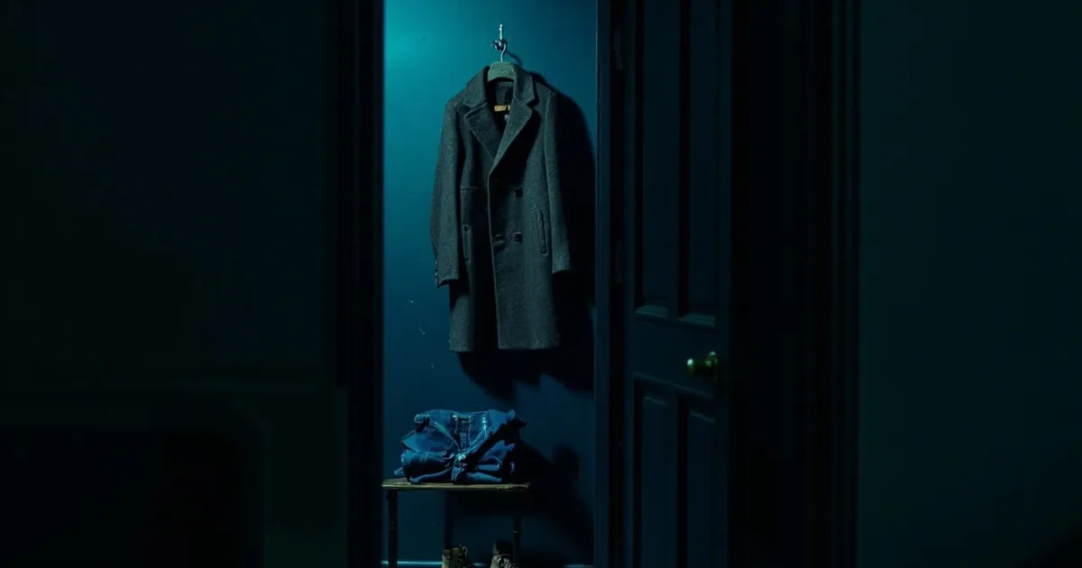 Men's overcoat, shirt, jeans and boots ready to list